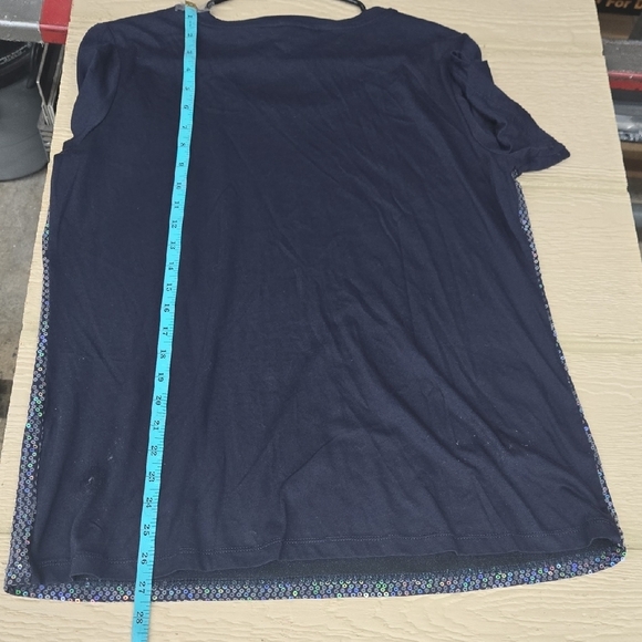 Christopher & Banks Glittering Blue Short Sleeve Top - Picture 6 of 7